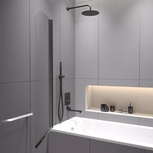 Шторка на ванну RGW SC-109B, Цвет стекла: прозрачное, Цвет профиля: Черный, Выбрать размер: 60, изображение 5