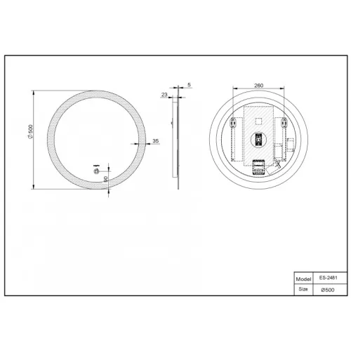 Зеркало со встроенной подсветкой Esbano окружность 50/59/68 см, Выбрать размер: 50, изображение 4