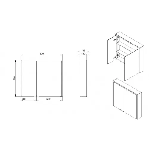 Зеркальный шкаф ESBANO с подсветкой ES-5008NS, изображение 3