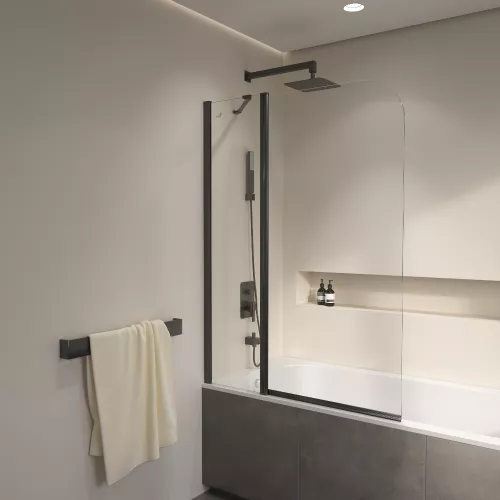 Шторка на ванну RGW SC-011B, Цвет стекла: прозрачное, Цвет профиля: Черный, Выбрать размер: 110, изображение 3