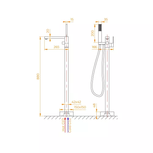 Смеситель напольный RGW SP-350, Цвет профиля (вариация): Хром, изображение 3