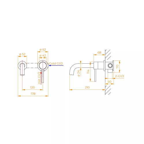 Смеситель встраиваемый с изливом RGW SP-47, Цвет профиля: Хром, изображение 5