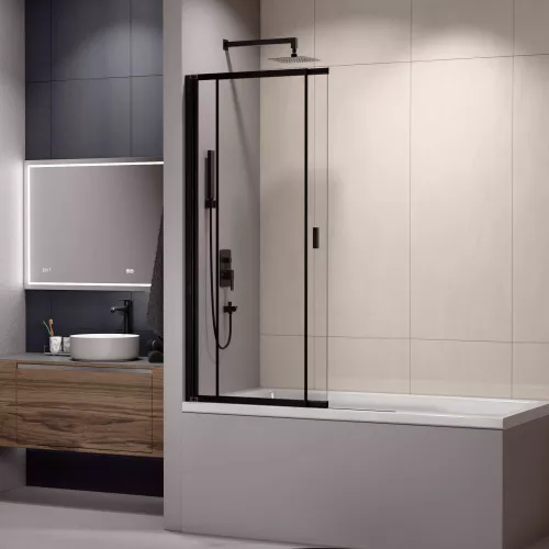 Шторка на ванну RGW SC-40B, Цвет стекла: прозрачное, Цвет профиля: Черный, Выбрать размер: 100, изображение 2