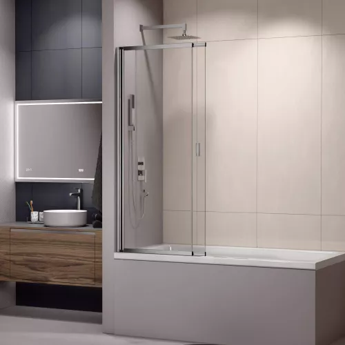 Шторка на ванну RGW SC-40, Цвет стекла: прозрачное, Цвет профиля: Хром, Выбрать размер: 100, изображение 3