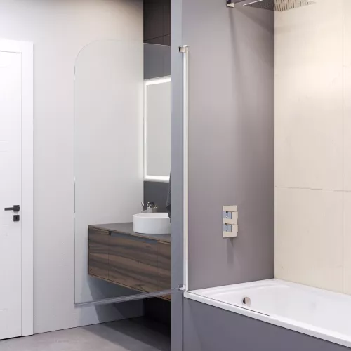 Шторка на ванну RGW SC-01, Цвет стекла: прозрачное, Цвет профиля: Хром, Выбрать размер: 80, изображение 5