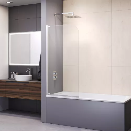 Шторка на ванну RGW SC-01, Цвет стекла: прозрачное, Цвет профиля: Хром, Выбрать размер: 80, изображение 6