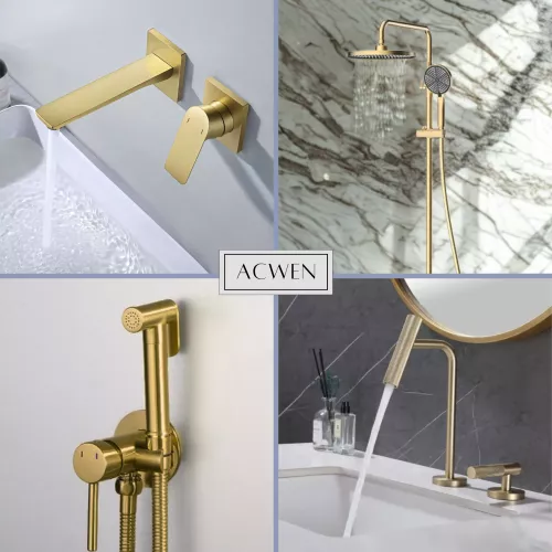 Смеситель для раковины скрытого монтажа ACWEN 6614C матовое золото, Выбрать цвет: Золото, изображение 13
