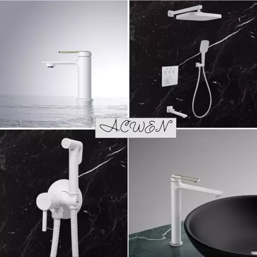 Душевая система ACWEN 1301F с термостатом, встраиваемая с изливом, Выбрать цвет: Белый, изображение 15