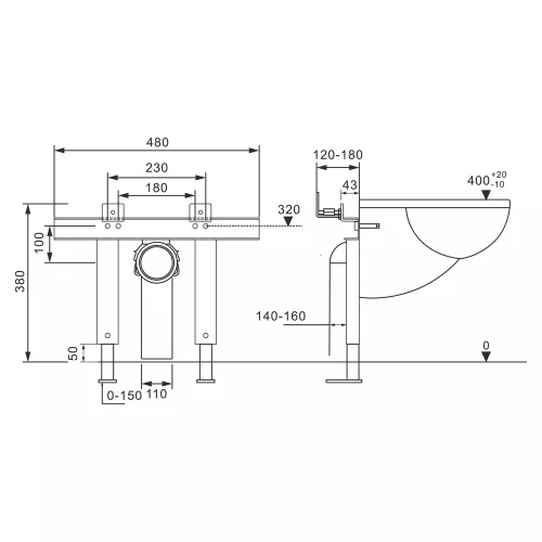 Инсталляция ABBER AC0102P для подвесного унитаза с импульсным смывом, изображение 4