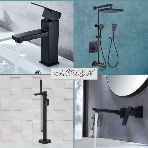 Душевая система ACWEN 1301B с термостатом, встраиваемая с изливом, Выбрать цвет: Черный, изображение 21