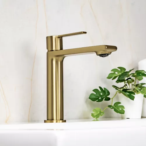 Смеситель для раковины AVS Elegant брашированное золото, Выбрать цвет: Брашированное золото, изображение 6