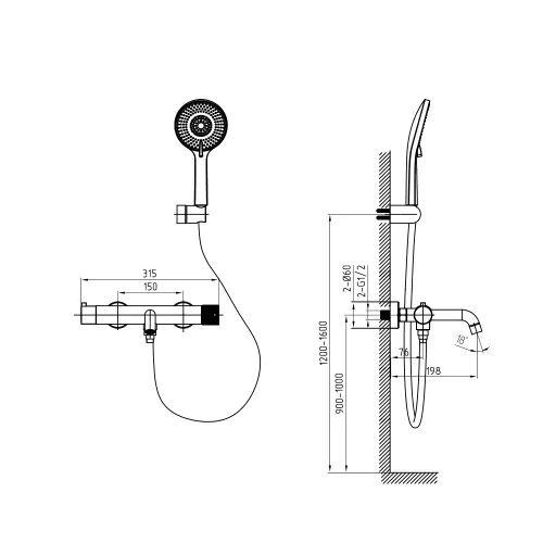 Смеситель для ванны с душем AVS Pulse брашированное золото, изображение 6