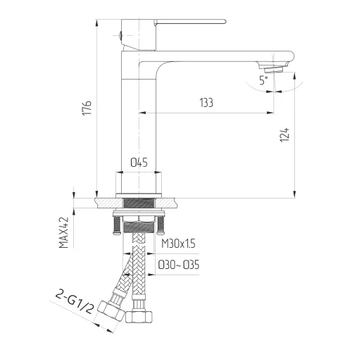 Смеситель для раковины AVS Elegant 811-400-BN брашированный никель, Выбрать цвет: Брашированный никель, изображение 2