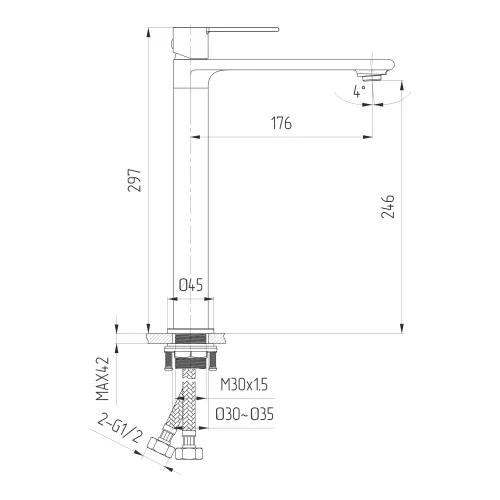 Смеситель для раковины AVS Elegant 811-401-BN брашированный никель, Выбрать цвет: Брашированный никель, изображение 2
