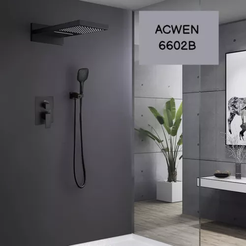 Душевая система ACWEN 6602B скрытого монтажа, Выбрать цвет: Чёрный
