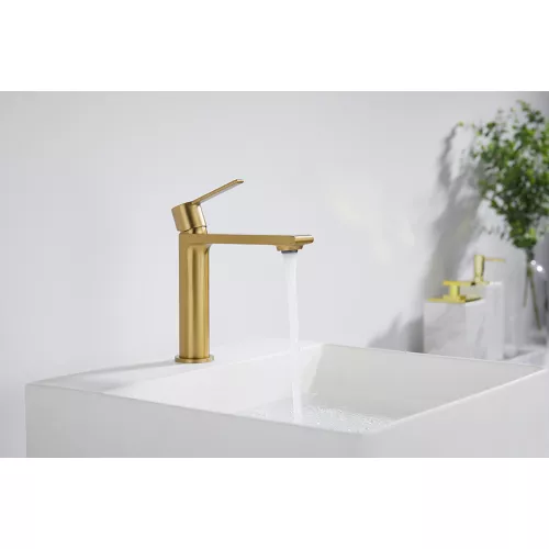 Смеситель для раковины AVS Elegant брашированное золото, Выбрать цвет: Брашированное золото, изображение 8