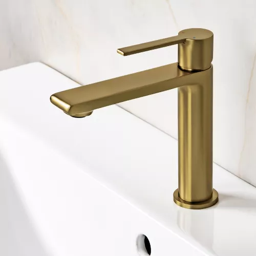 Смеситель для раковины AVS Elegant брашированное золото, Выбрать цвет: Брашированное золото, изображение 7