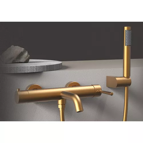 Смеситель для ванны с душем AVS Slimmer брашированное золото, Выбрать цвет: Брашированное золото, изображение 12