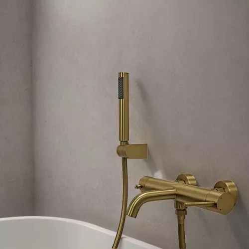 Смеситель для ванны с душем AVS Slimmer брашированное золото, Выбрать цвет: Брашированное золото, изображение 7