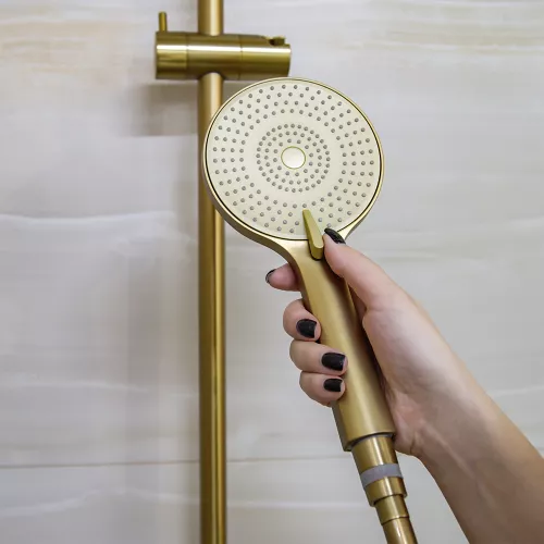 Душевая стойка AVS Slimmer брашированное золото, Выбрать цвет: Брашированное золото, изображение 13