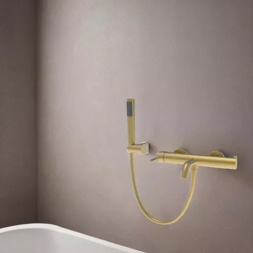 Смеситель для ванны с душем AVS Slimmer брашированное золото, Выбрать цвет: Брашированное золото, изображение 8