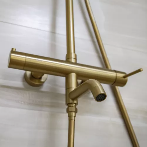 Душевая стойка AVS Slimmer брашированное золото, Выбрать цвет: Брашированное золото, изображение 11