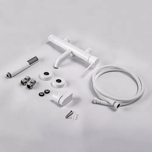 Смеситель для ванны с душем AVS Slimmer белый матовый, Выбрать цвет: Белый, изображение 14