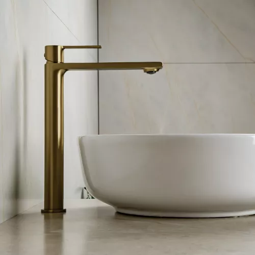 Смеситель для раковины AVS Elegant высокий, брашированное золото, Выбрать цвет: Брашированное золото, изображение 10