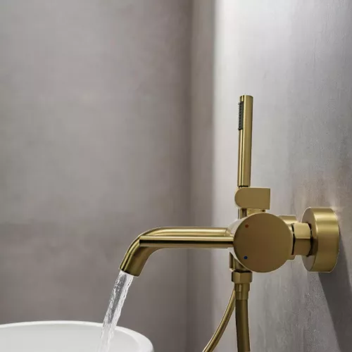 Смеситель для ванны с душем AVS Slimmer брашированное золото, Выбрать цвет: Брашированное золото, изображение 10