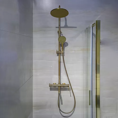 Душевая стойка AVS Slimmer брашированное золото, Выбрать цвет: Брашированное золото, изображение 5