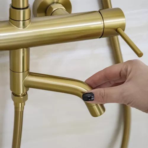 Душевая стойка AVS Slimmer брашированное золото, Выбрать цвет: Брашированное золото, изображение 15