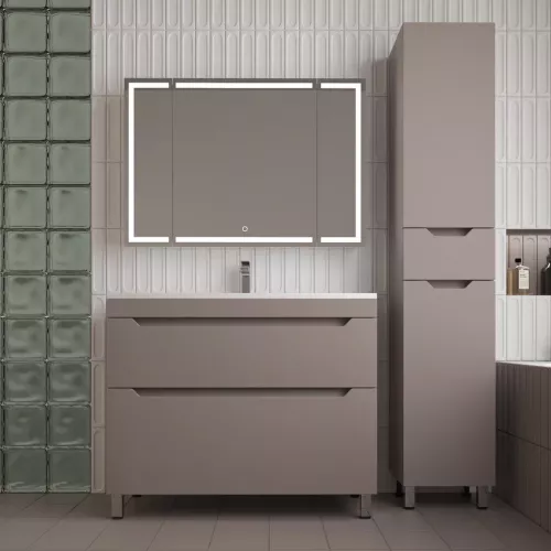 Пенал Style line "Остин" 36 см напольный 1 ящик тауп темный эмаль PLUS, Тип: Пенал напольный, Выбрать цвет: Тауп темный, изображение 6