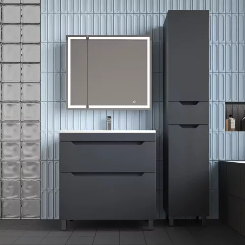 Пенал Style line "Остин" 36 см напольный 1 ящик графит эмаль PLUS, Тип: Пенал напольный, Выбрать цвет: Графит, изображение 5