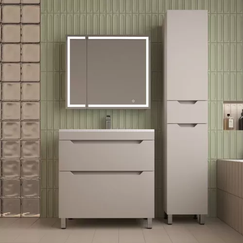 Тумба напольная Style line "Остин" с раковиной Фортуна 2 ящ крем эмаль PLUS, Выбрать цвет: Крем, Выбрать размер: 80, Внешний вид: с белой раковиной, изображение 6