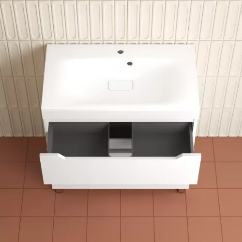 Тумба напольная Style line  "Остин" с раковиной Фортуна 2 ящ белый эмаль PLUS, Выбрать цвет: Белый, Выбрать размер: 80, Внешний вид: с белой раковиной, изображение 4