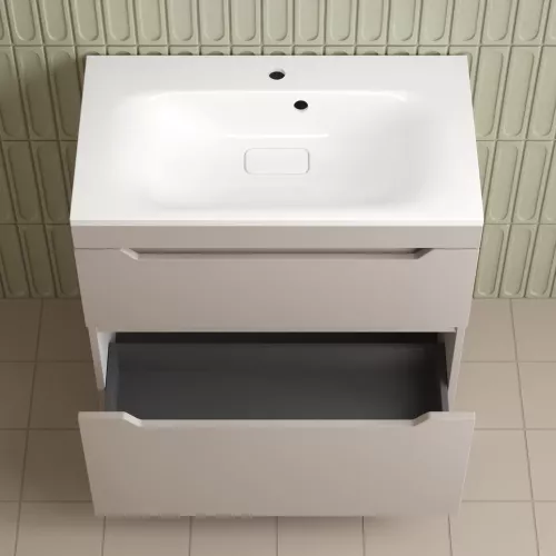 Тумба напольная Style line "Остин" с раковиной Фортуна 2 ящ крем эмаль PLUS, Выбрать цвет: Крем, Выбрать размер: 80, Внешний вид: с белой раковиной, изображение 5