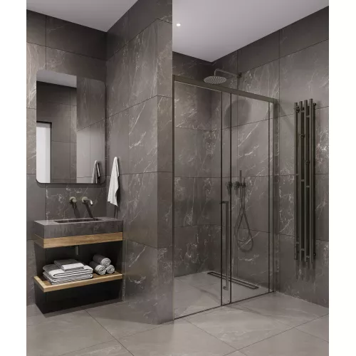 Timo Душевая дверь TDSS-/13C-8L/R  раздвиж, проф никель, стекло проз 8 мм, Цвет профиля: Серый, Выбрать размер: 120, Ориентация: левая, изображение 2