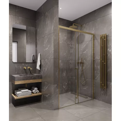 Timo Душевая дверь TDSS-/17C-8L/R, раздвиж , проф мат золото, стекло проз 8 мм, Цвет профиля: Золото, Выбрать размер: 120, Ориентация: левая, изображение 2