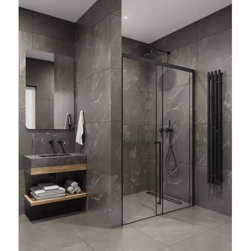 Timo Душевая дверь TDSS-/03C-8L/R, раздвиж , проф черный, стекло проз 8 мм, Цвет профиля: Черный, Выбрать размер: 120, Ориентация: левая, изображение 2