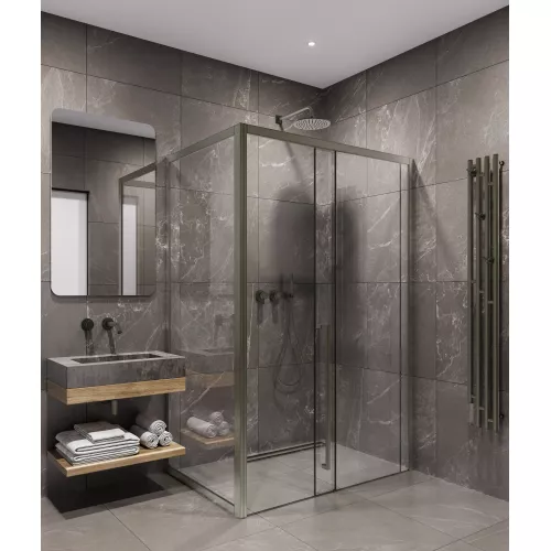 Timo душевое ограждение TDSS-/13C-8L/R, раздвиж , проф никель, Цвет профиля: Серый, Выбрать размер: 120х90, Ориентация: левая, изображение 2