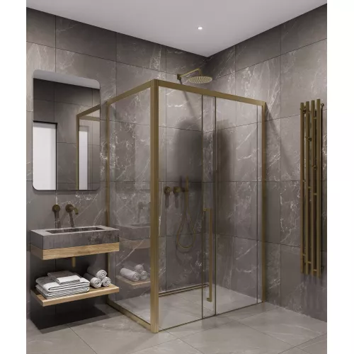 Timo душевое ограждение  TDSS-/17C-8L/R, раздвиж , проф матовое золото, Цвет профиля: Золото, Выбрать размер: 120х90, Ориентация: левая, изображение 2