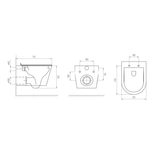 Унитаз подвесной AVS Тоник безободковый, белый, изображение 2