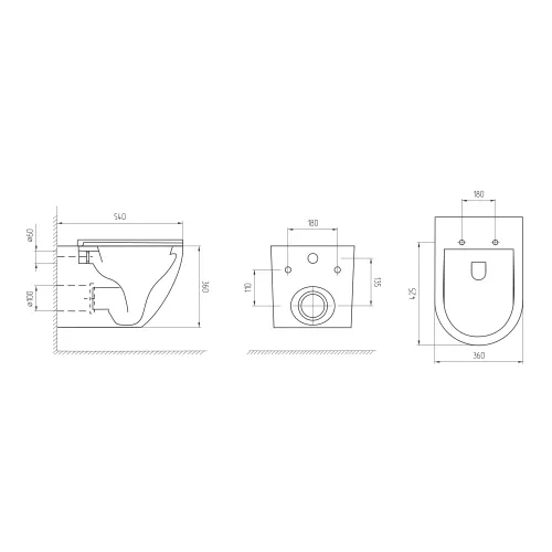 Унитаз подвесной AVS Сфера безободковый, черный матовый, изображение 2