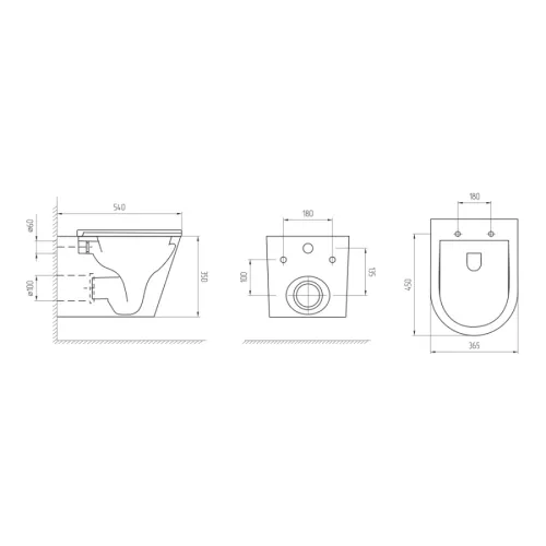 Унитаз подвесной AVS Лемма безободковый, черный матовый, изображение 2