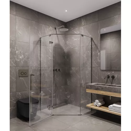 Timo Душевой угол TTSSP-90-100/13C-8, распаш , проф никель, стекло проз 8 мм, Цвет профиля: Серый, Выбрать размер: 90х90, изображение 2