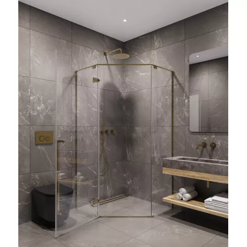 Timo Душевой угол TTSSP-90-100/17C-8, распаш , проф мат золото, стекло проз 8 мм, Цвет профиля: Золото, Выбрать размер: 90х90, изображение 2