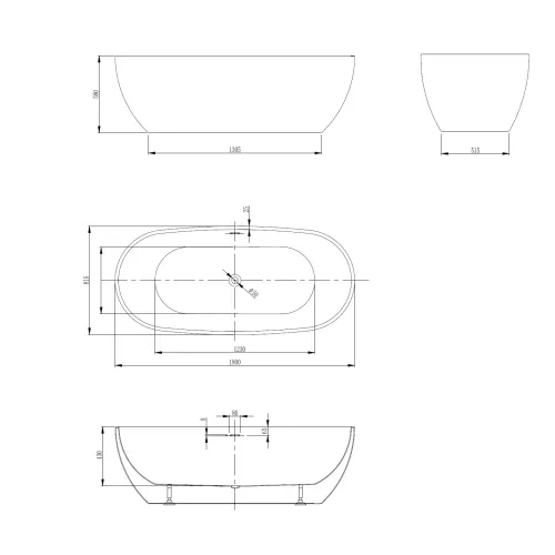 Акриловая ванна ABBER AB9263 белая, Выбрать размер: 180х81, изображение 13