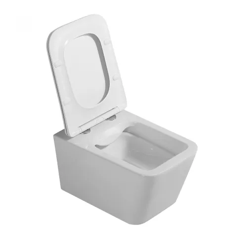 Комплект подвесной унитаз ABBER Rechteck AC1201 белый с инсталляцией AC0105 и кнопкой черный матовый, Цвет кнопки: Черный, Выбрать цвет: Белый, Внешний вид: квадратная кнопка, изображение 5