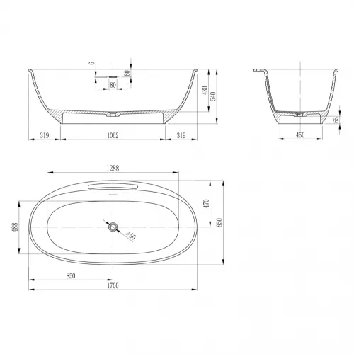 Ванна из искусственного камня ABBER Stein AS9631 белая матовая, изображение 12