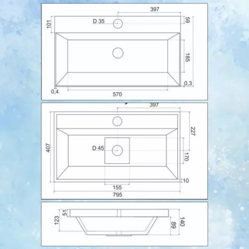 Тумба подвесная ACWEN Маргарита 80 с раковиной, белый матовый, Внешний вид: с чёрной раковиной, изображение 5